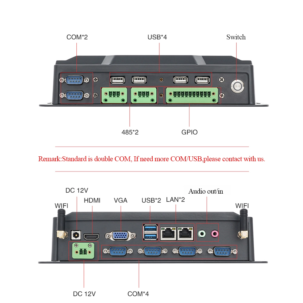 Gpio RS232/422/485 WiFi Win10 Iot Linux 6 LAN X86 Fanless Industrial Mini PC